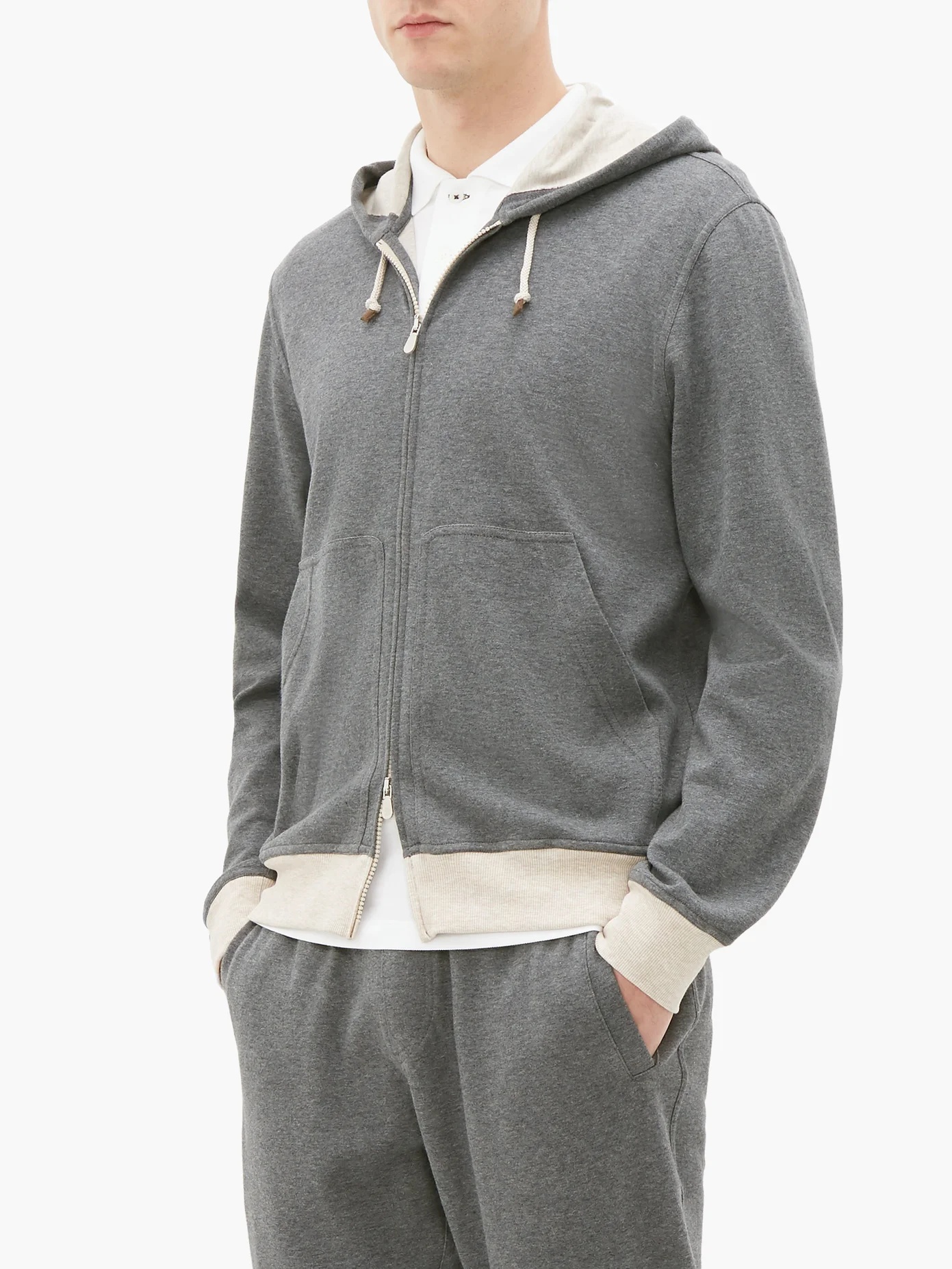 Zip-through cotton-blend hooded sweatshirt - 6