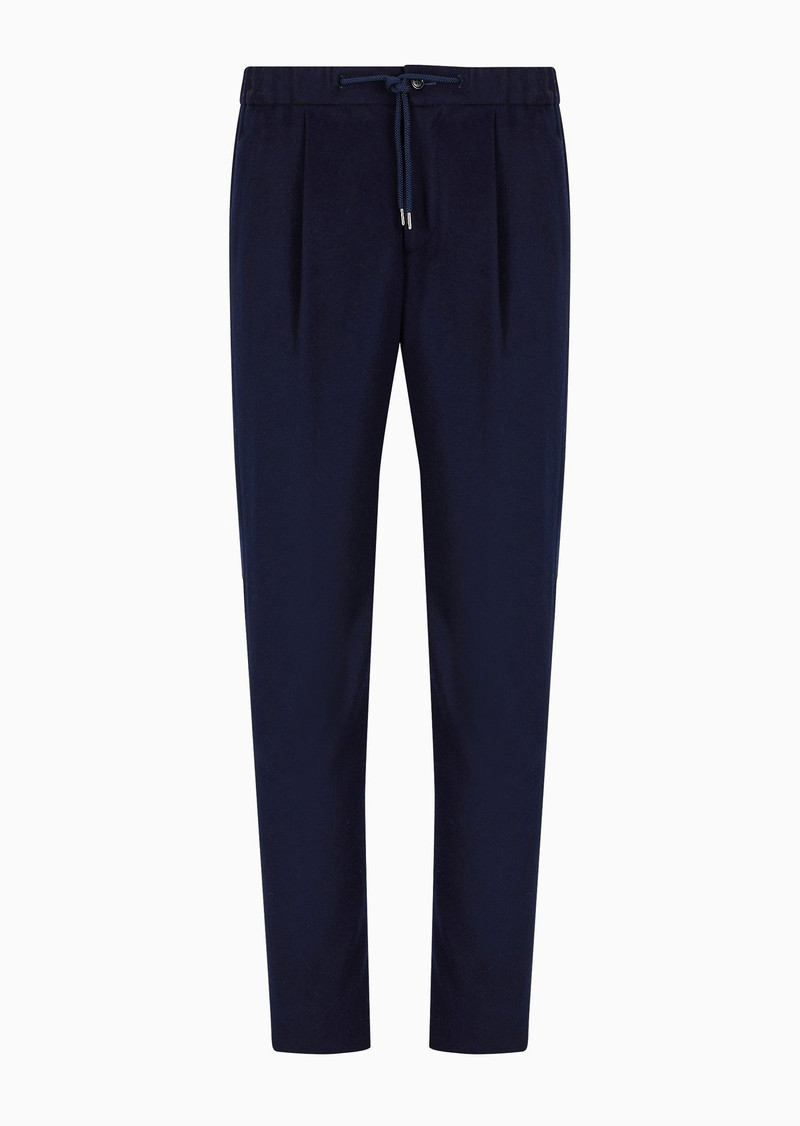 Giorgio Armani Vicuña one-pleat trousers in pure vicuña chevron fabric 1