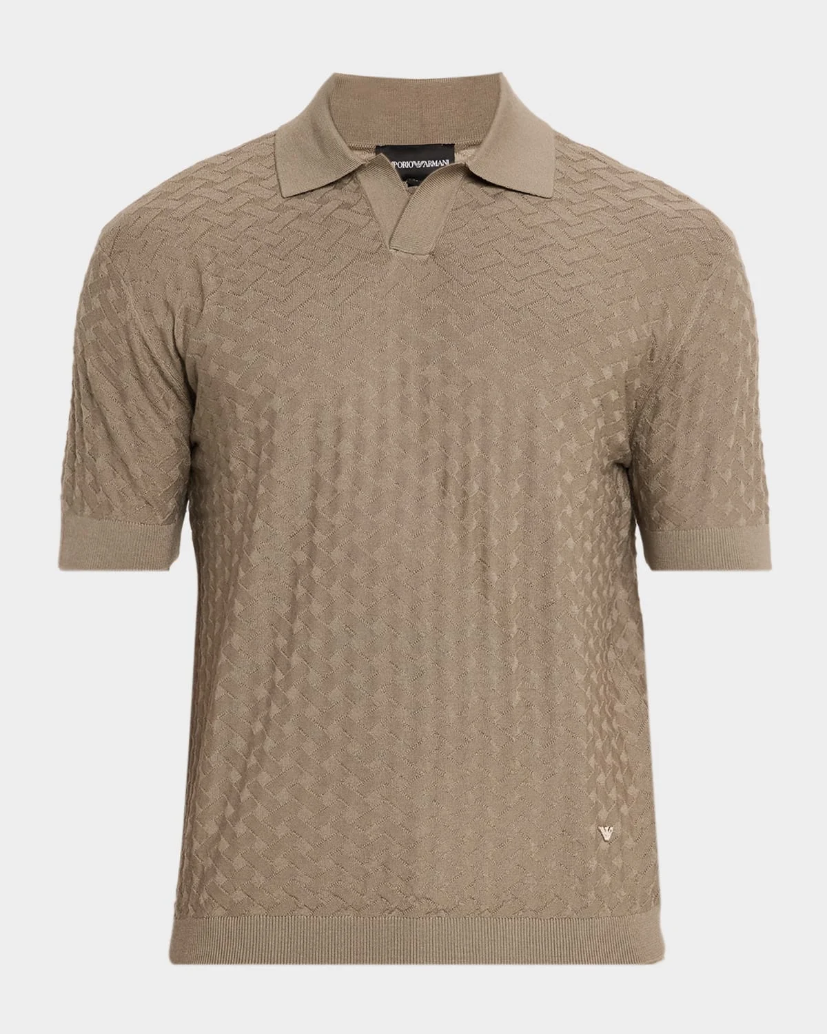 Men's Wool Basketweave Jacquard Polo Sweater - 1
