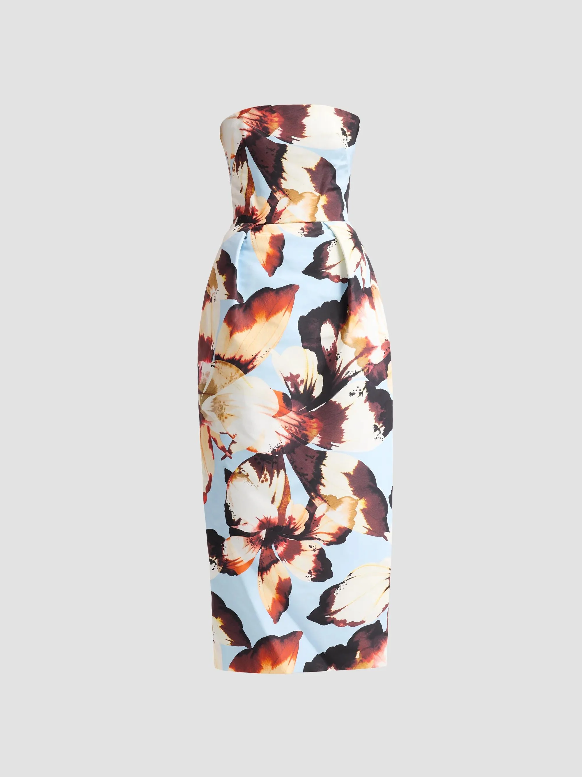 Women's Floral Silk Faille Strapless Cocktail Dress - Breeze Multi - 1