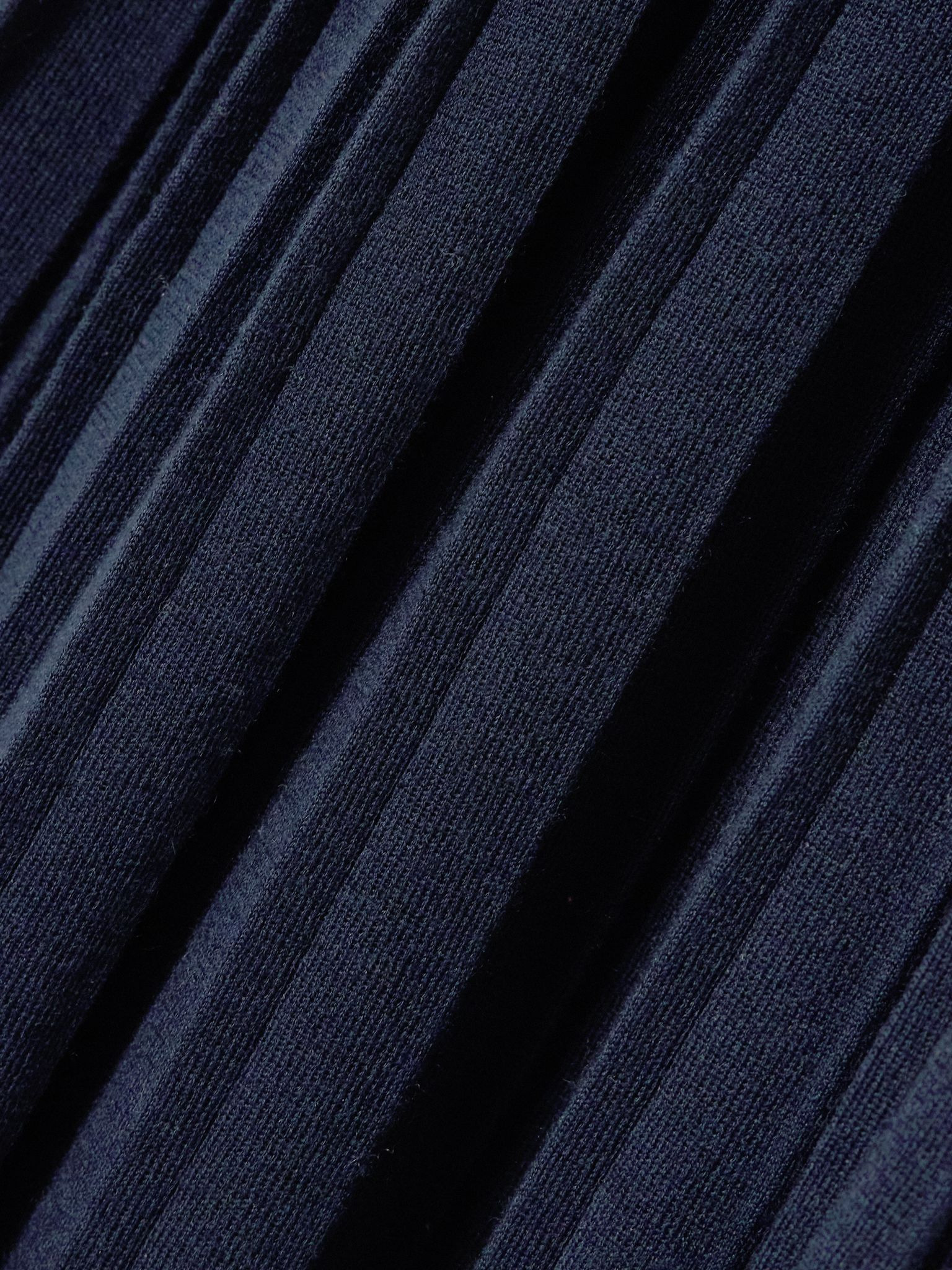 Ribbed silk and organic cashmere-blend midi dress Navy - 4