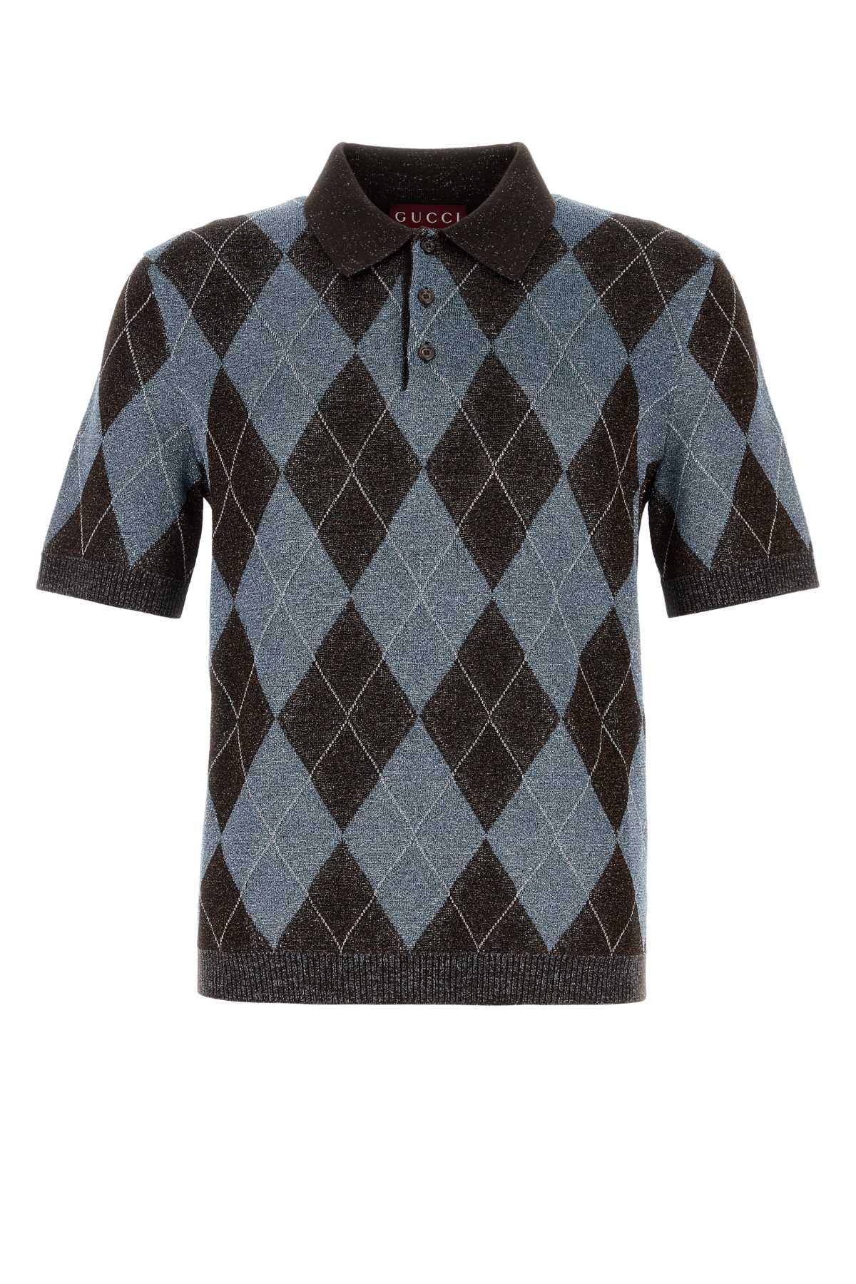 Gucci Men Embroidered Wool Blend Polo Shirt - 1