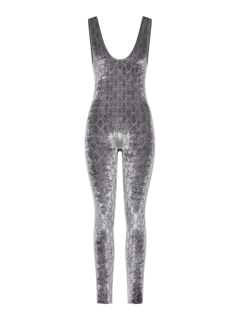 Gucci Women Jumpsuit With Gg Crystal Embroidery - 1