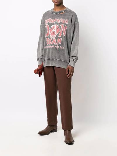 DSQUARED2 stonewashed logo-print sweatshirt outlook