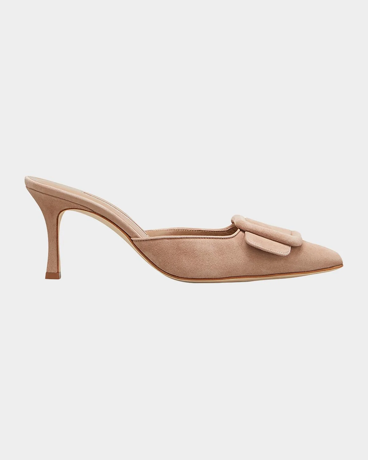 Maysale Suede Buckle Mid-Heel 70mm Mules - 1