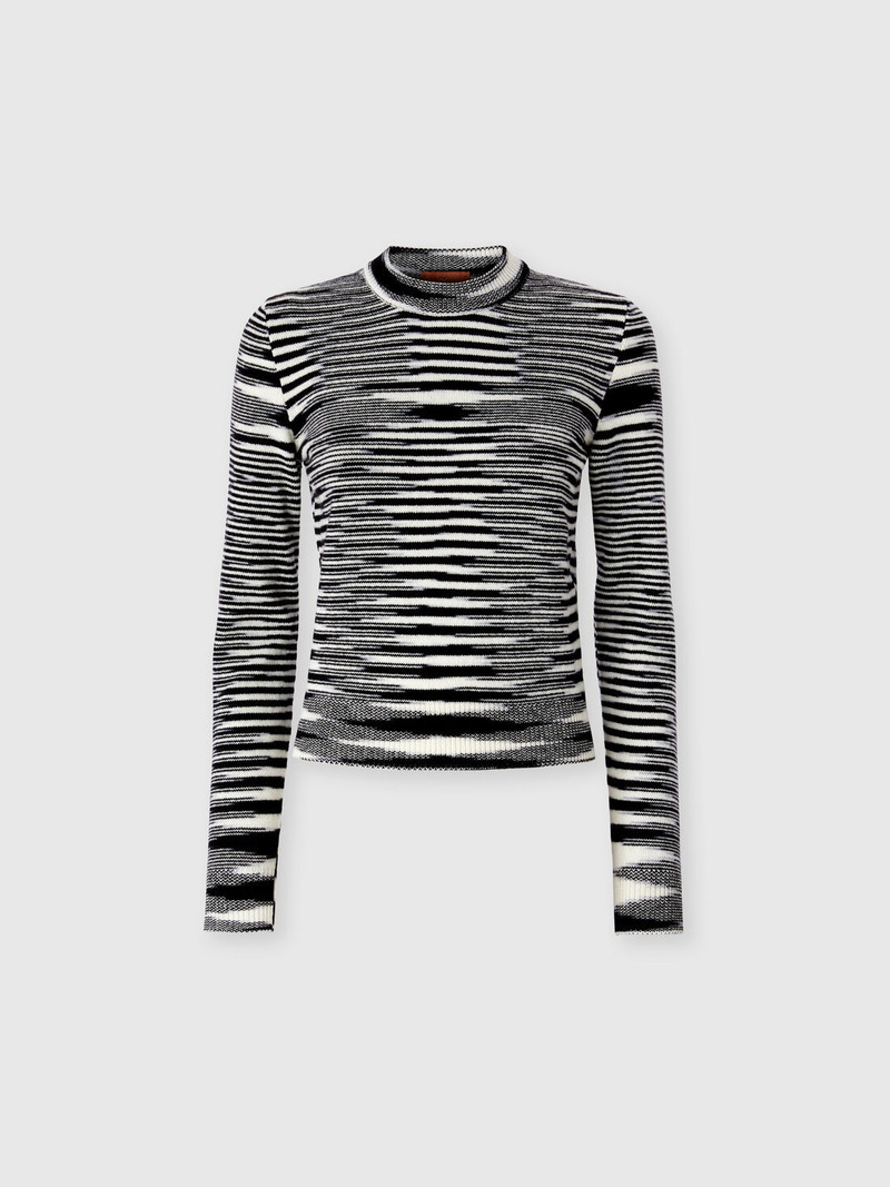 Crew Neck Sweater with Flame Pattern 1