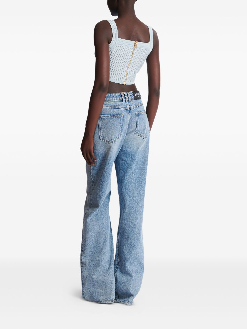 ribbed square-neck top - 3