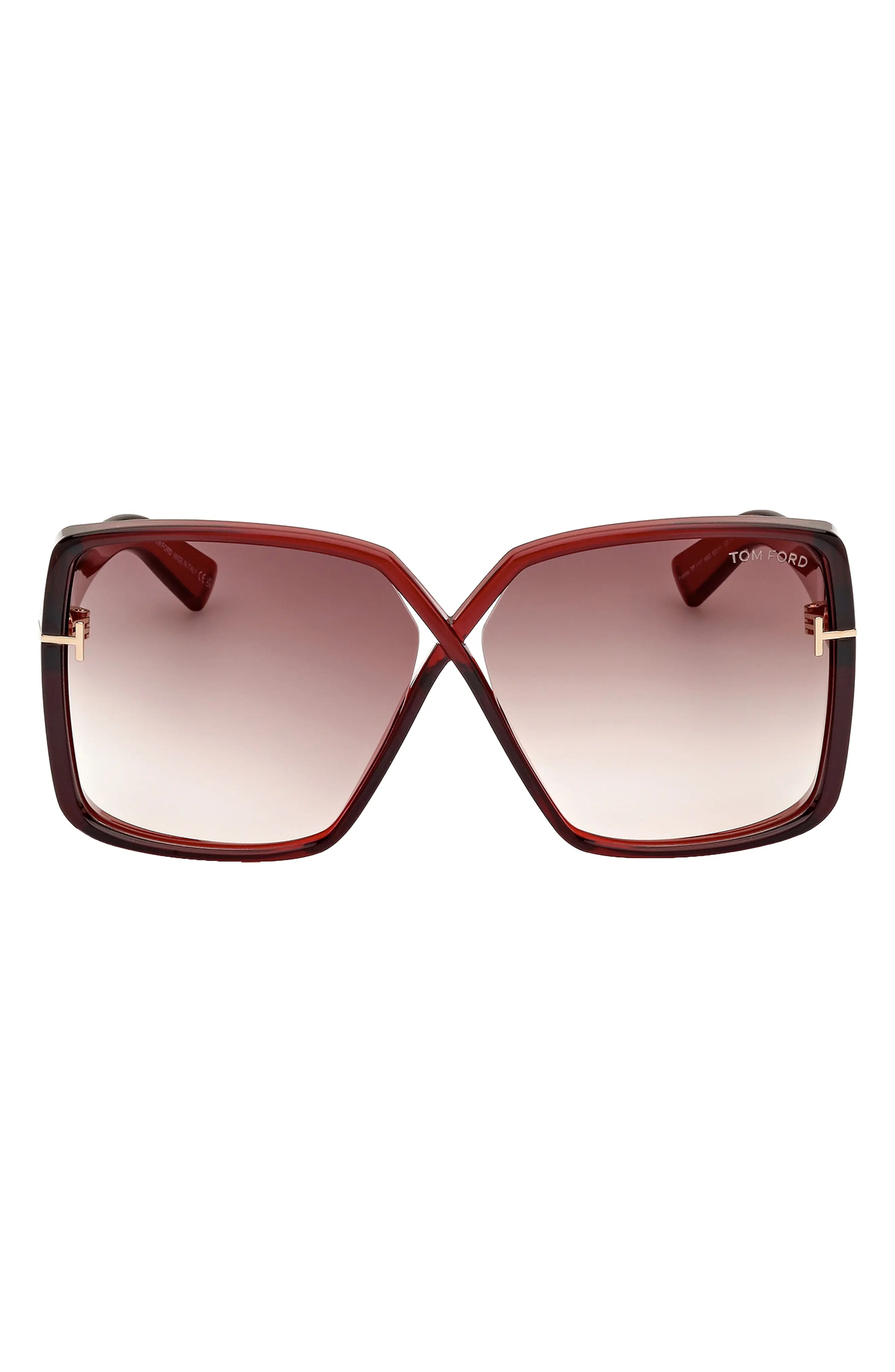 Yvonne 63mm Oversize Gradient Butterfly Sunglasses in Shiny Transparent Red /Brown - 1