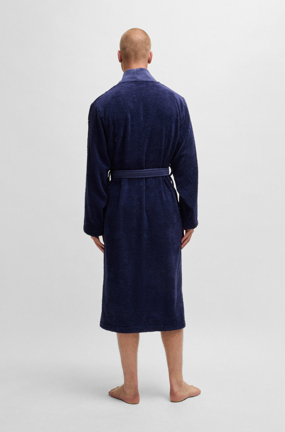 LOGO-LAPEL DRESSING GOWN IN LONG-FIBER COTTON - 5