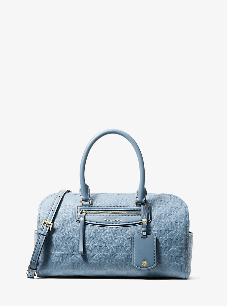 Jet Set Travel Medium Logo Embossed Leather Duffel Crossbody Bag - 1