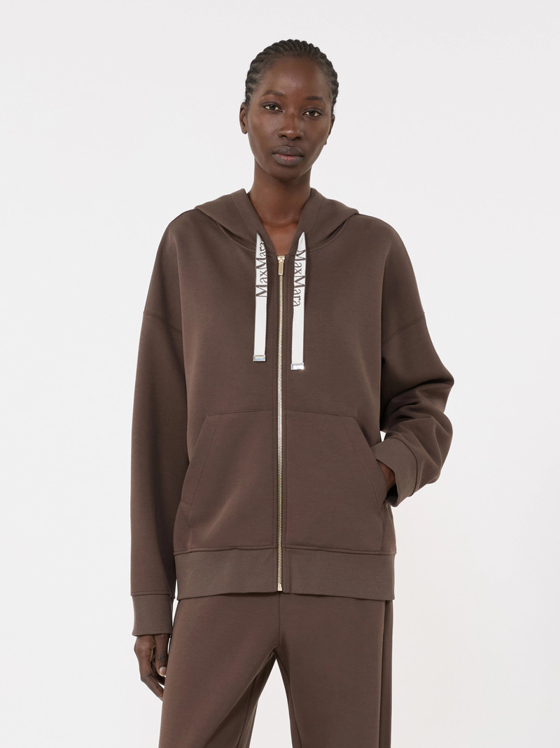 JOUR Technical jersey zip-up sweatshirt - CHOCOLATE 3