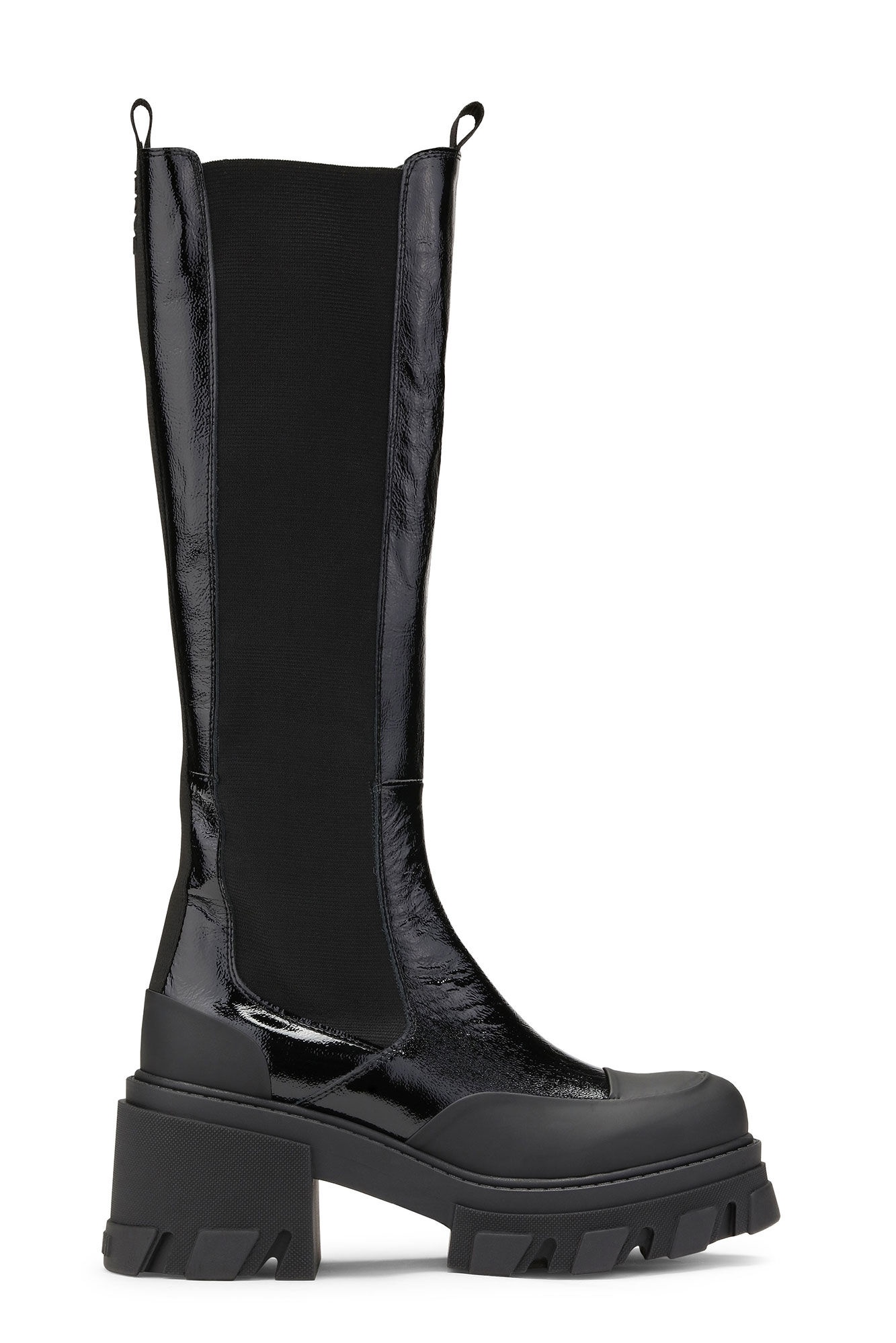 BLACK CLEATED HEELED HIGH CHELSEA BOOTS - 1