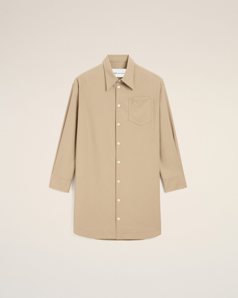 BEIGE NEW WOOL AMI DE COEUR WIDE SHIRT DRESS 1