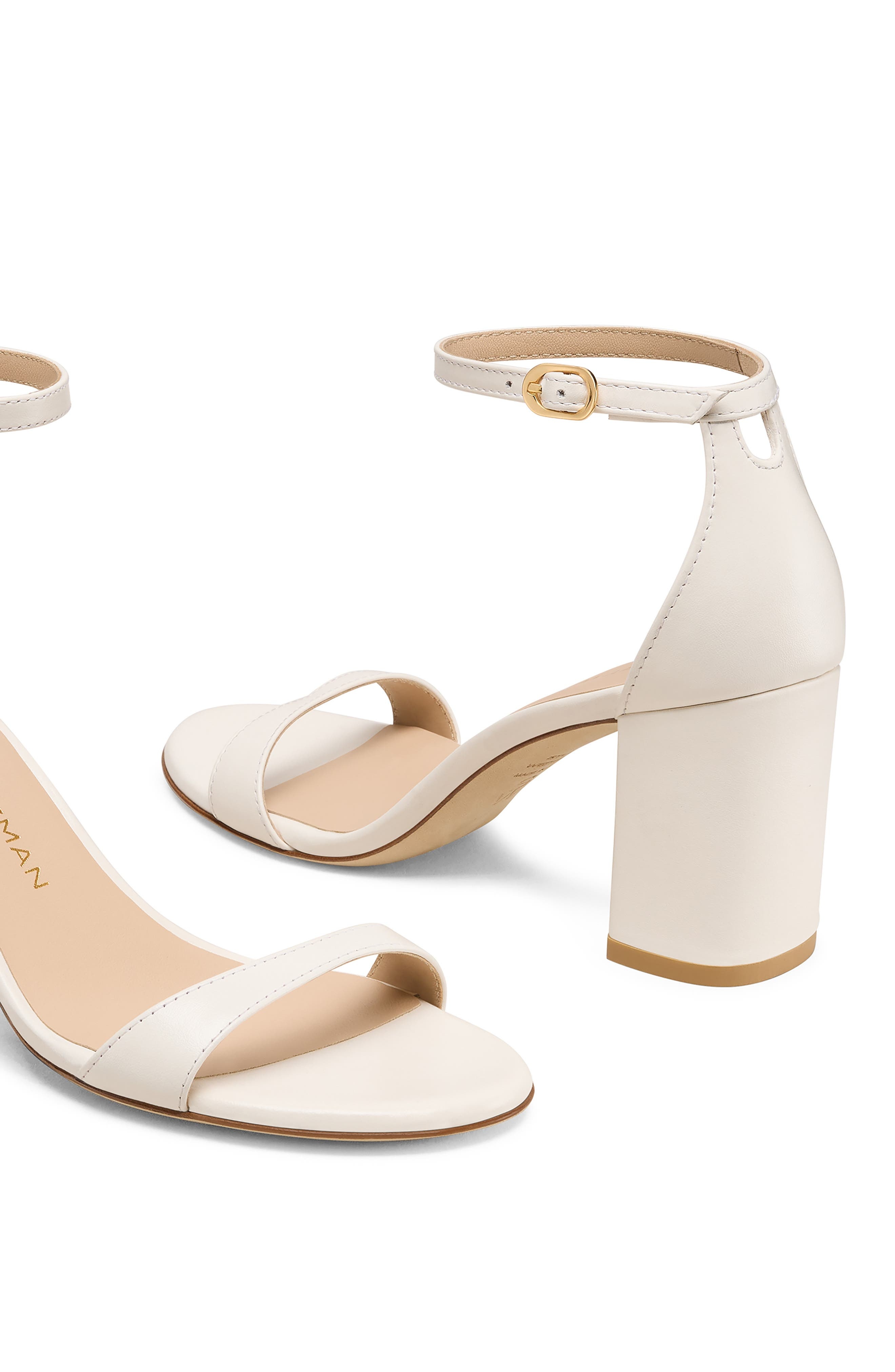 Stuart Weitzman Nudist Block 75 Sandal in Cream at Nordstrom - 4