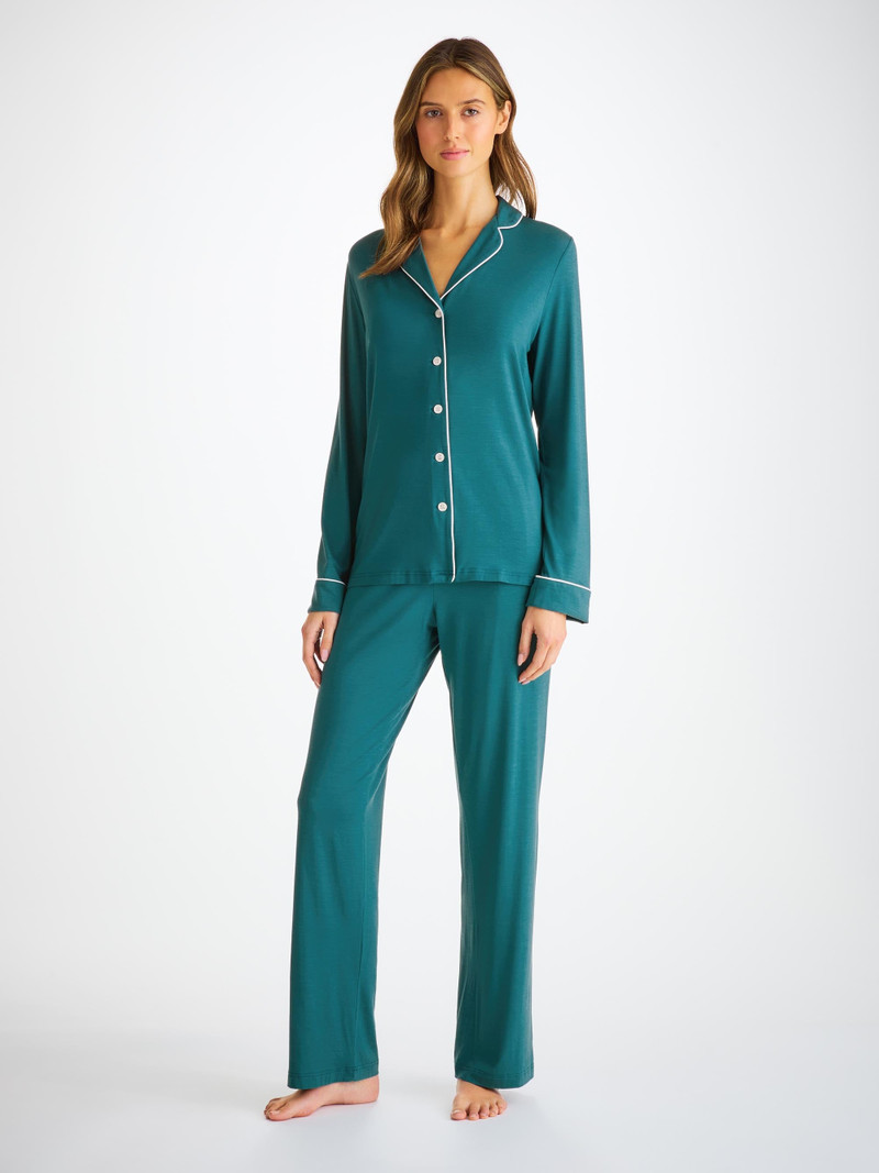 Derek Rose Women's Pajamas Lara Micro Modal Stretch Jungle Green outlook