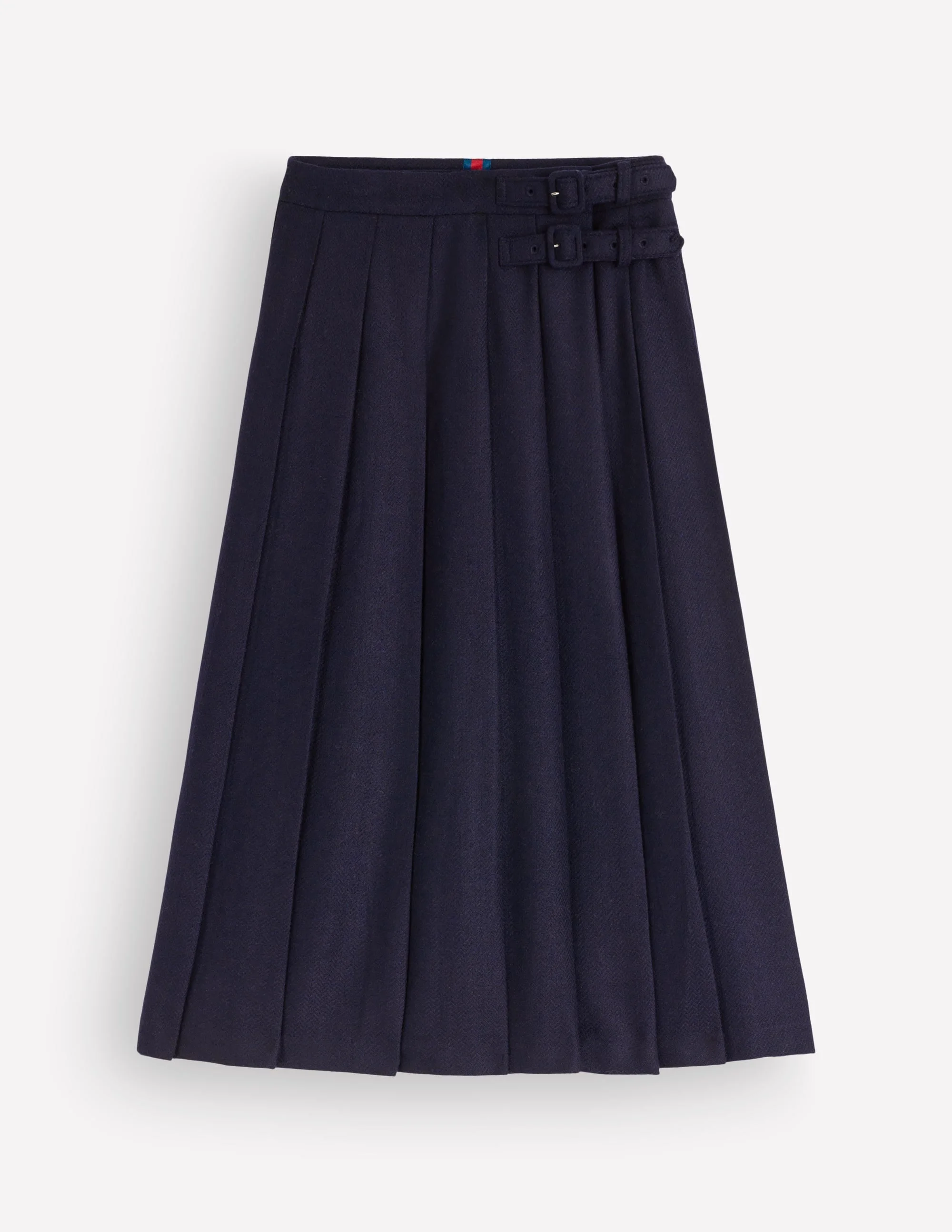 Pleated Midi Kilt-Navy Herringbone - 1