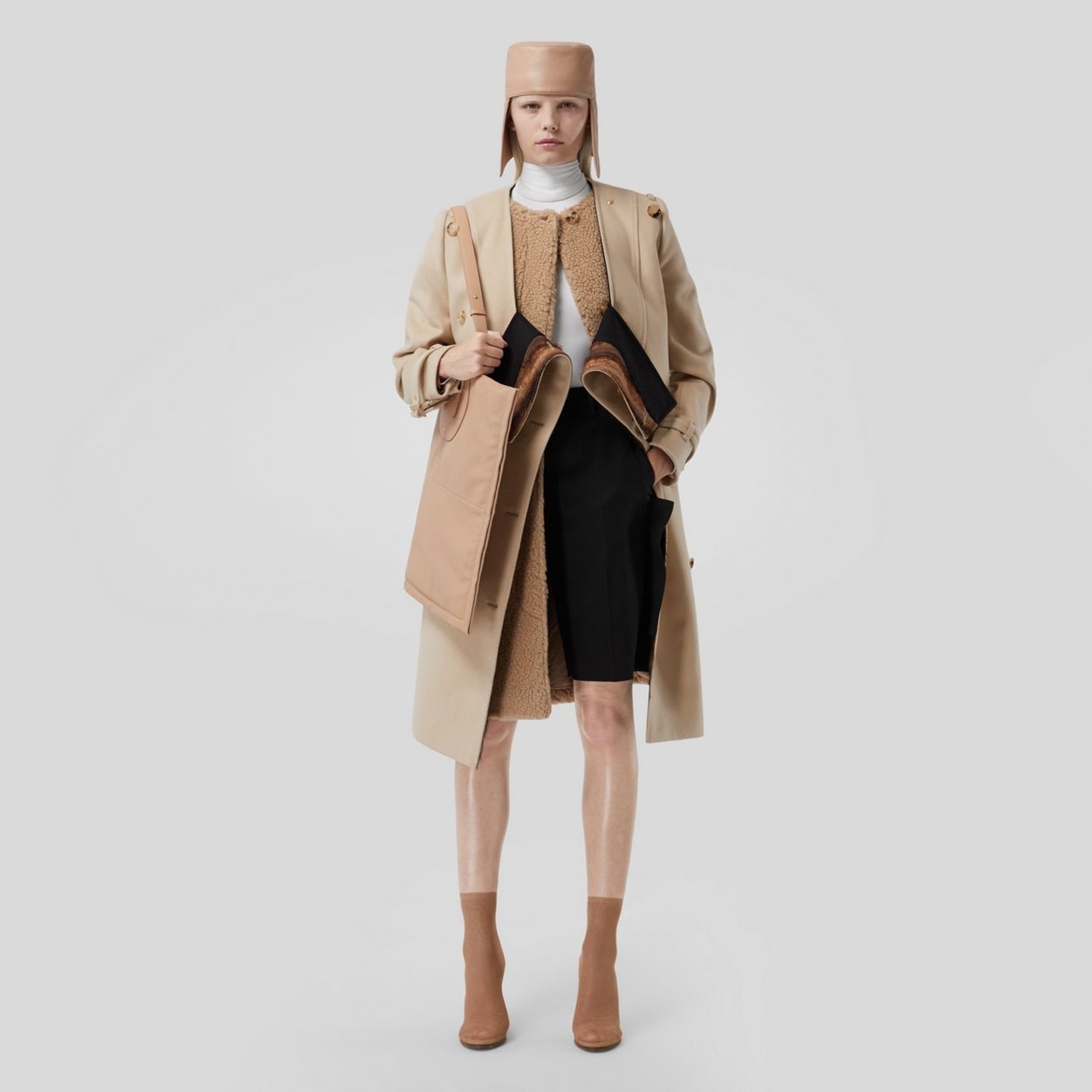 Contrast Facing Wool Cashmere V-neck Trench Coat - 2