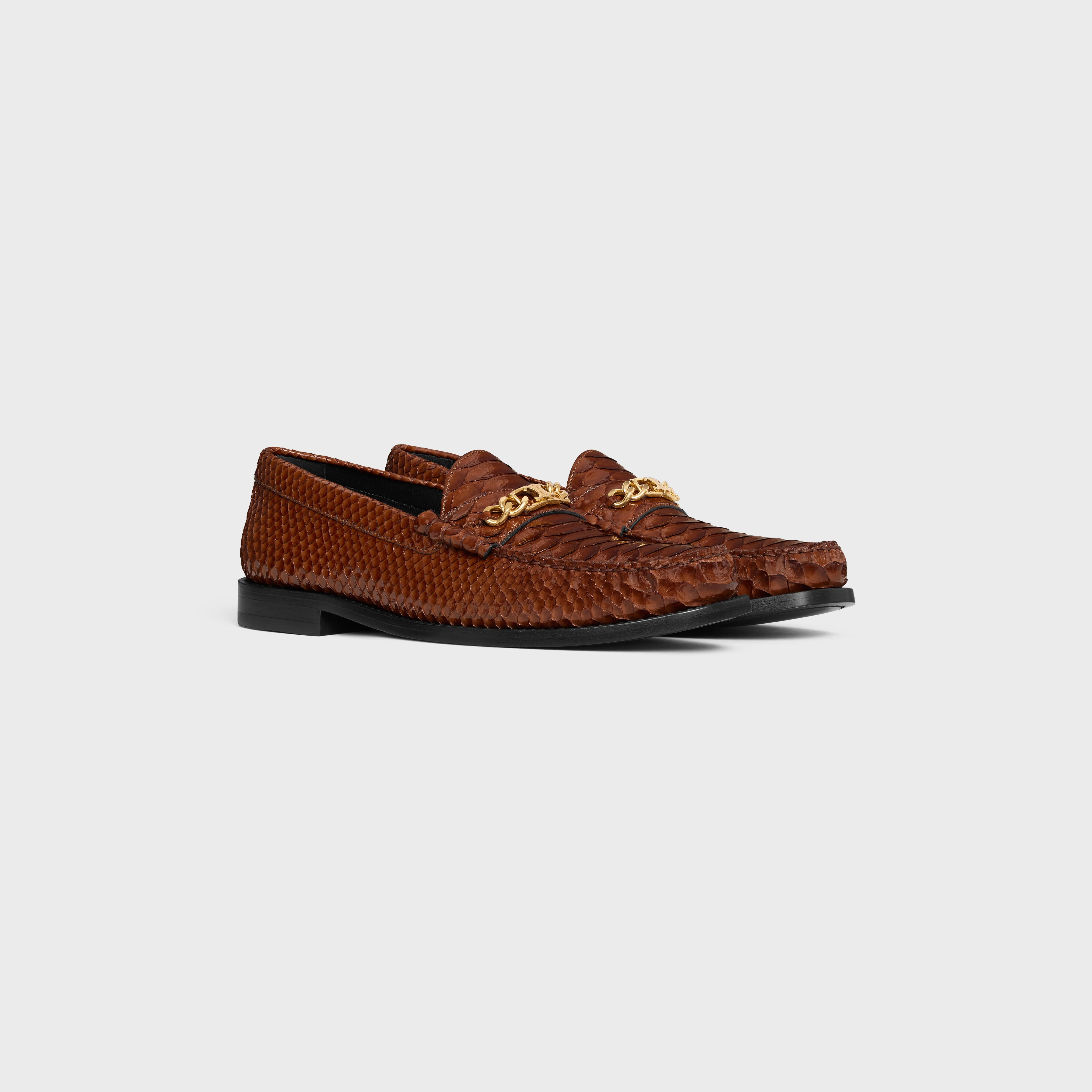 CELINE LUCO TRIOMPHE CHAIN LOAFER in PATENT PYTHON STAMPED CALFSKIN - 2