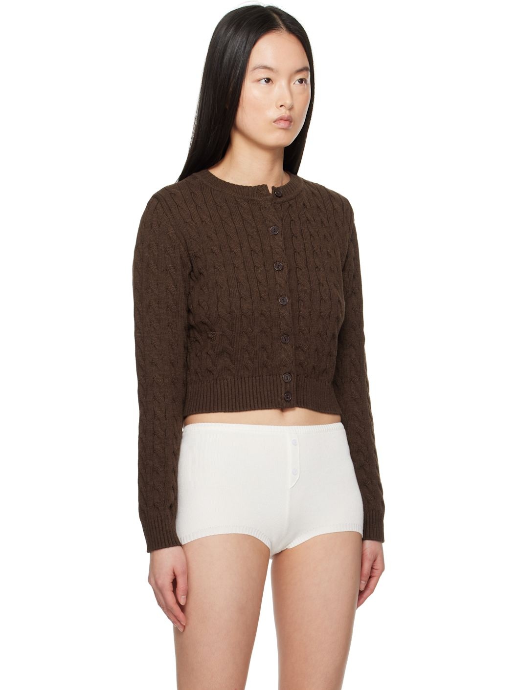 Brown Dudley Cable Knit Cardigan - 4