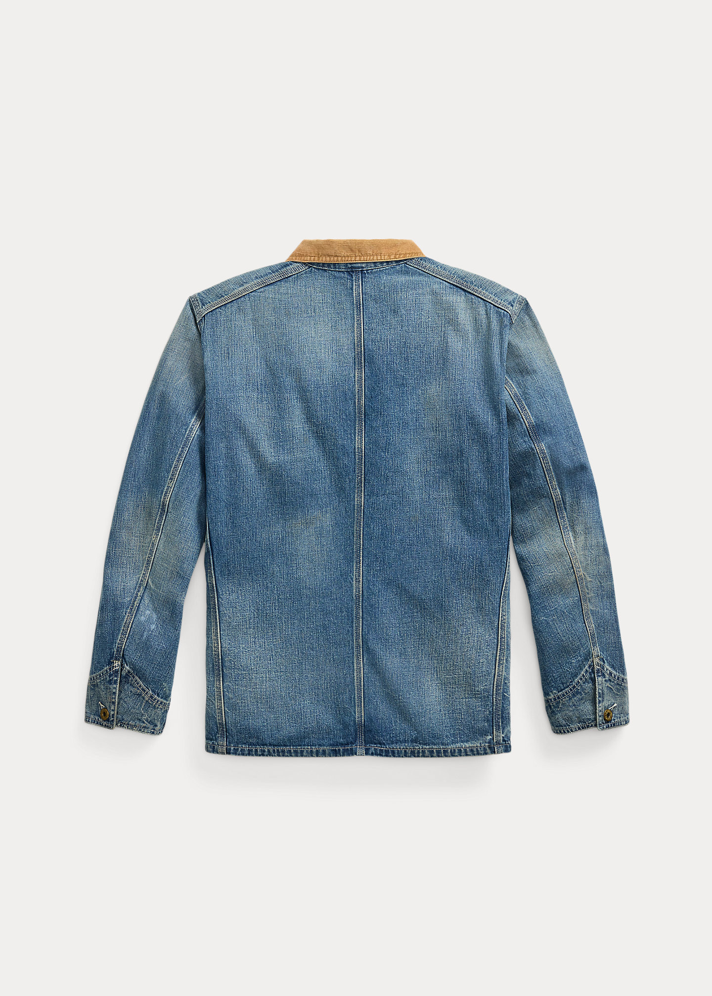 Corduroy-Collar Indigo Denim Jacket - 2