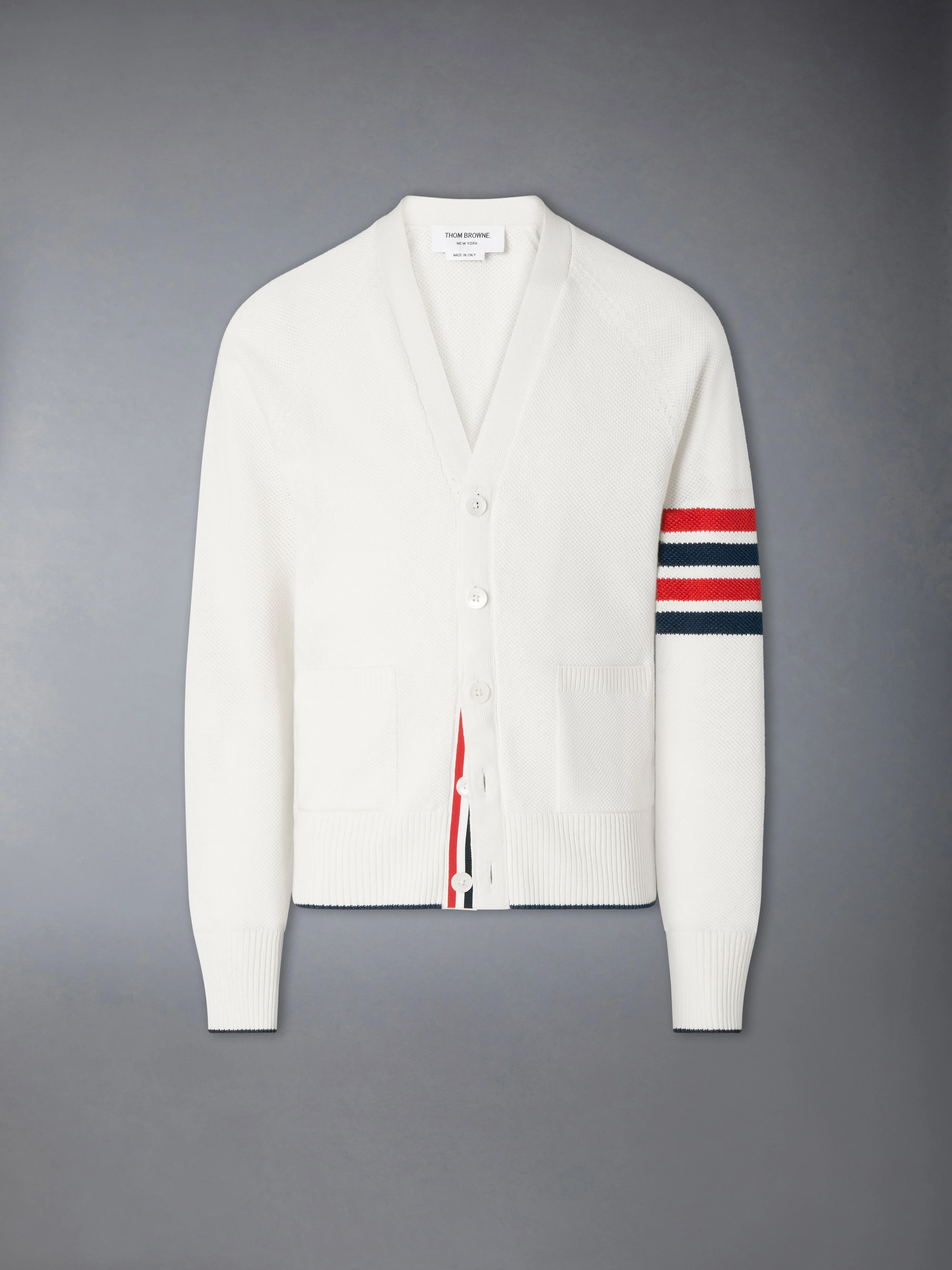 LINEN COTTON 4-BAR RELAXED FIT CARDIGAN - 1