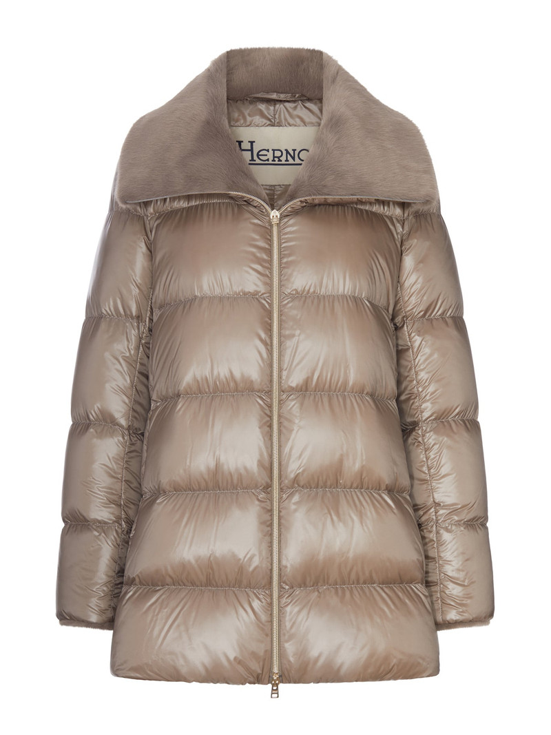 LONG PUFFER COAT WITH FAUX FUR COLLAR 1