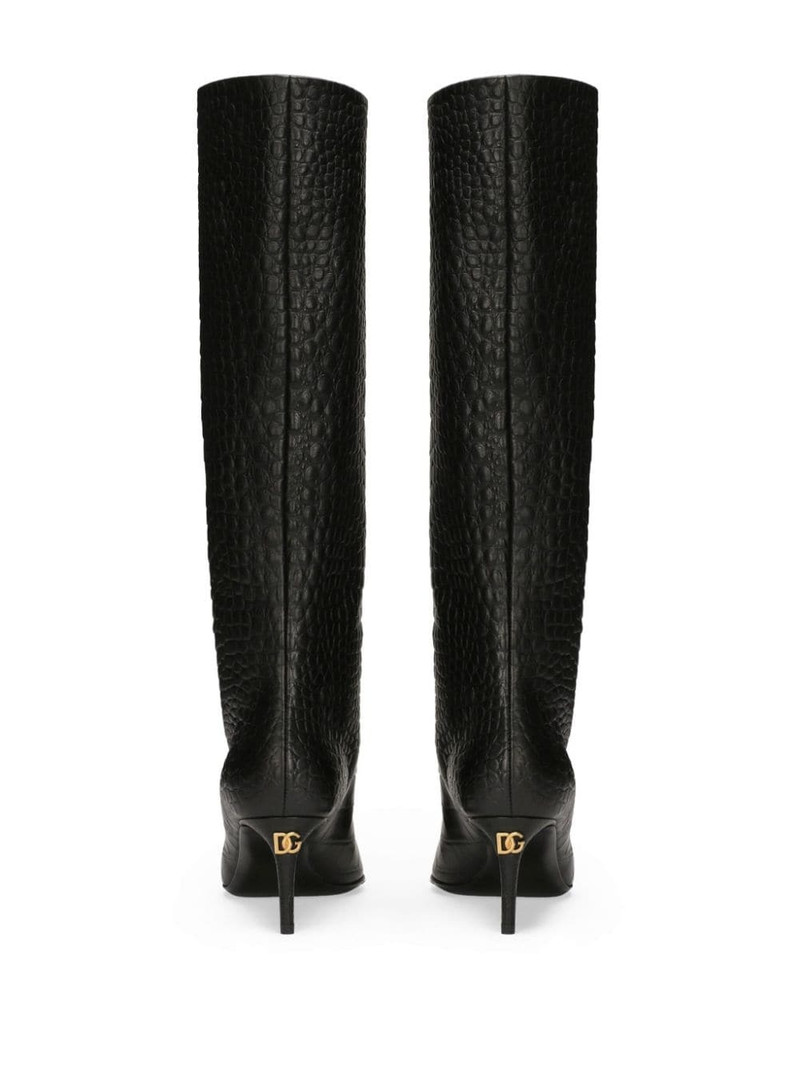 crocodile-embossed leather boots 3