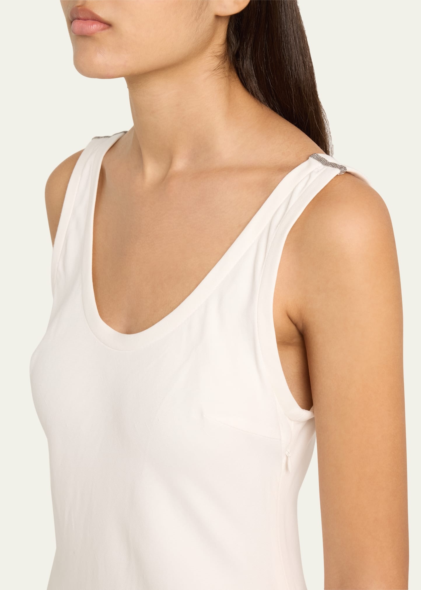 Monili Shoulder Fluid Linen Twill Tank Dress - 5