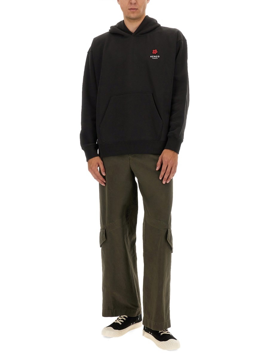 COTTON HOODIE WITH BOKE FLOWER EMBROIDERY - 2