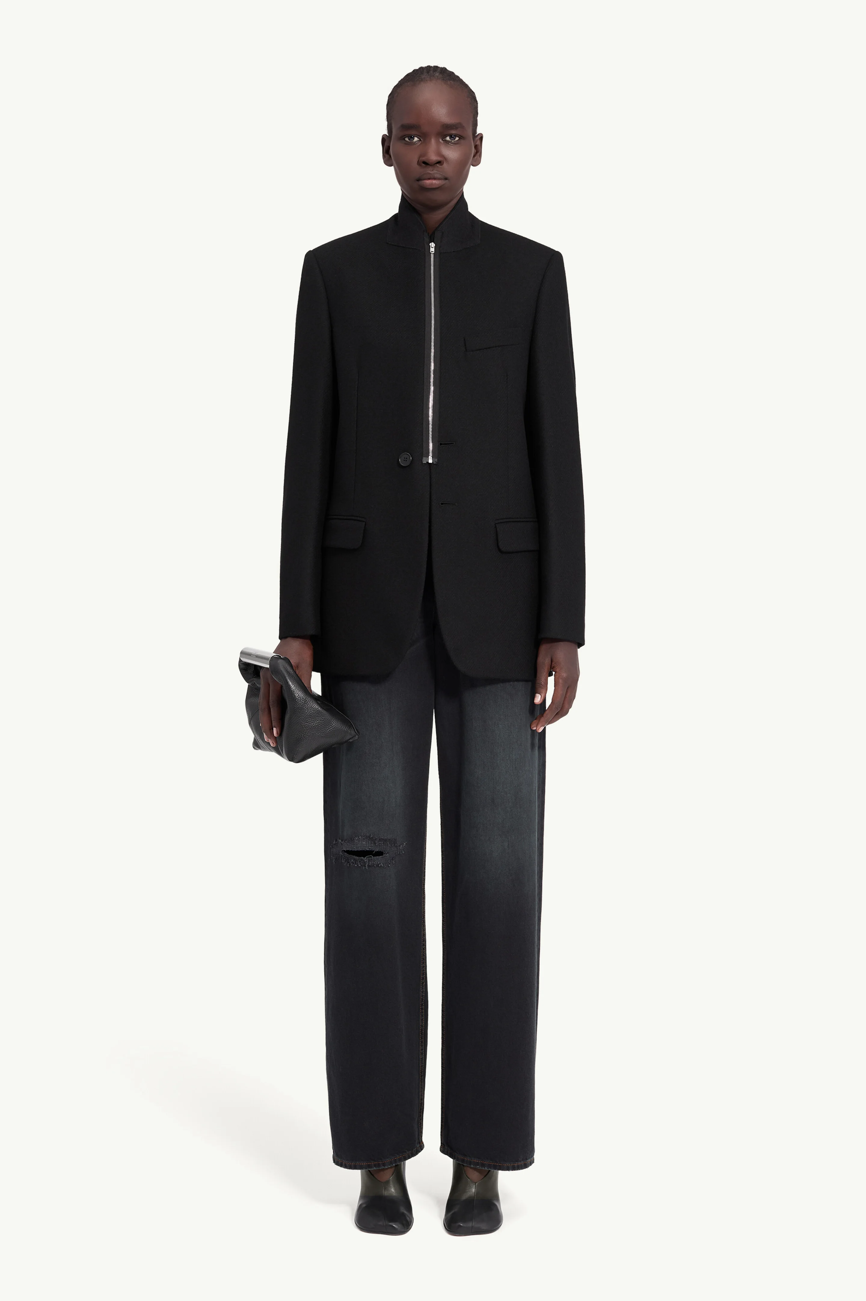 Flannel zip-front suit jacket - 1