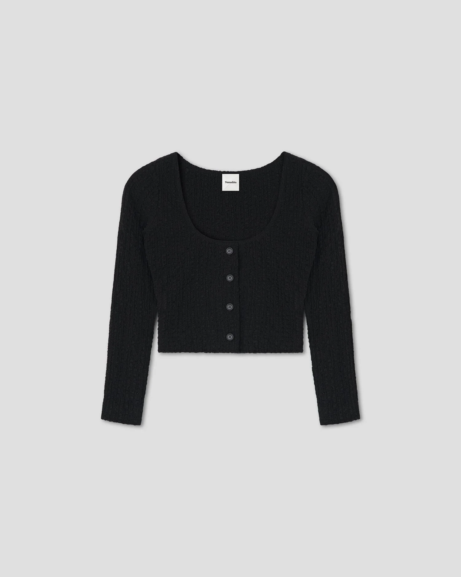 Cotton Seersucker Cropped Cap-Sleeve Top - 1