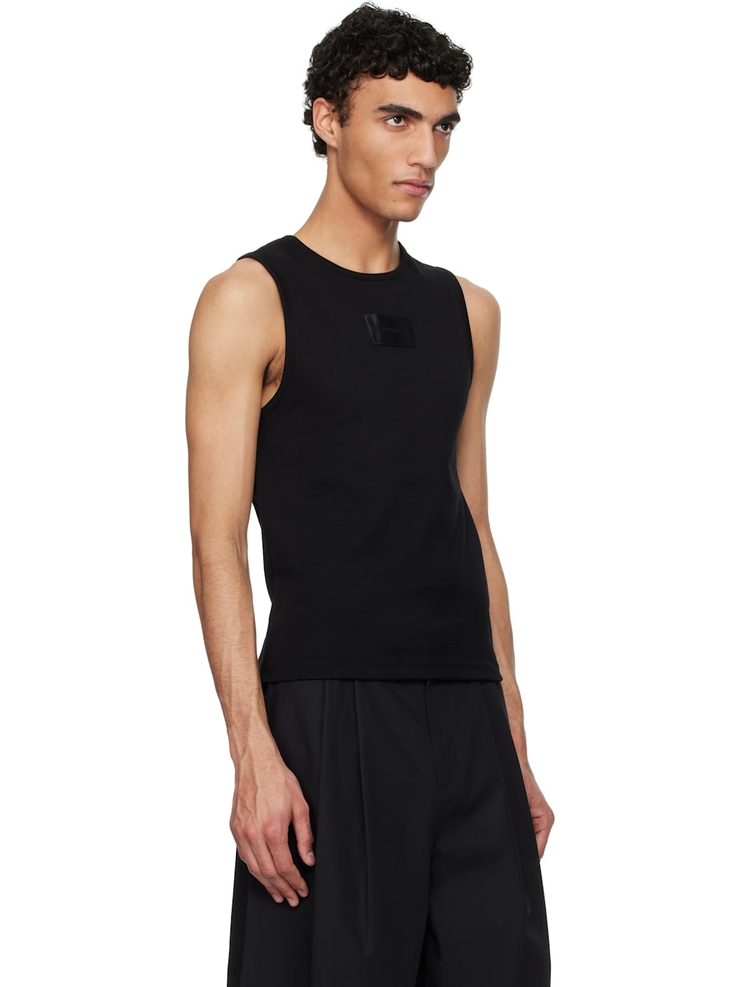 Black Round Neck Sleeveless Tank Top - 2