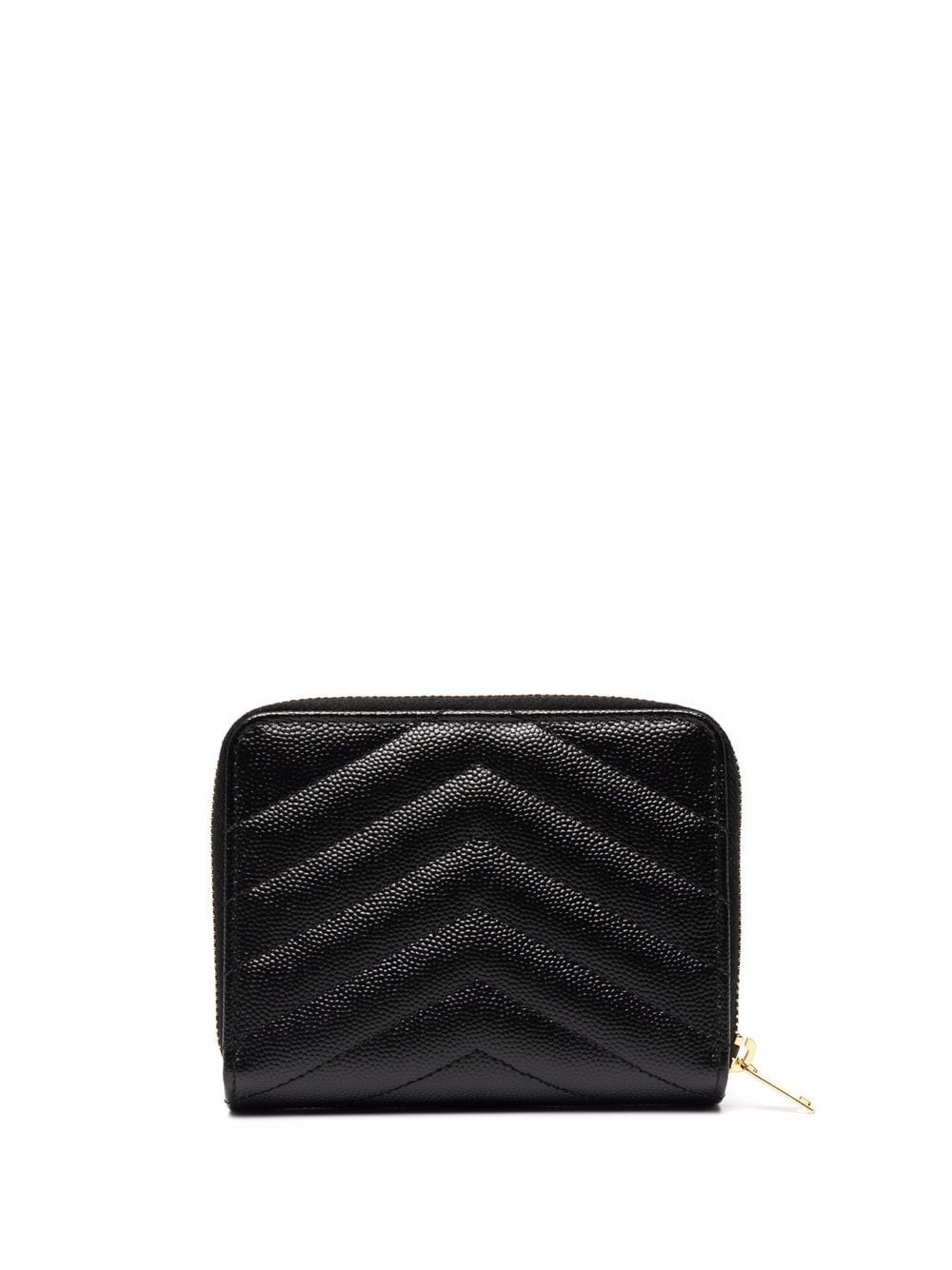 Saint Laurent Paris Women Cassandre Matelassé Compact Zip Around Wallet In Grain De Poudre Leather - 2