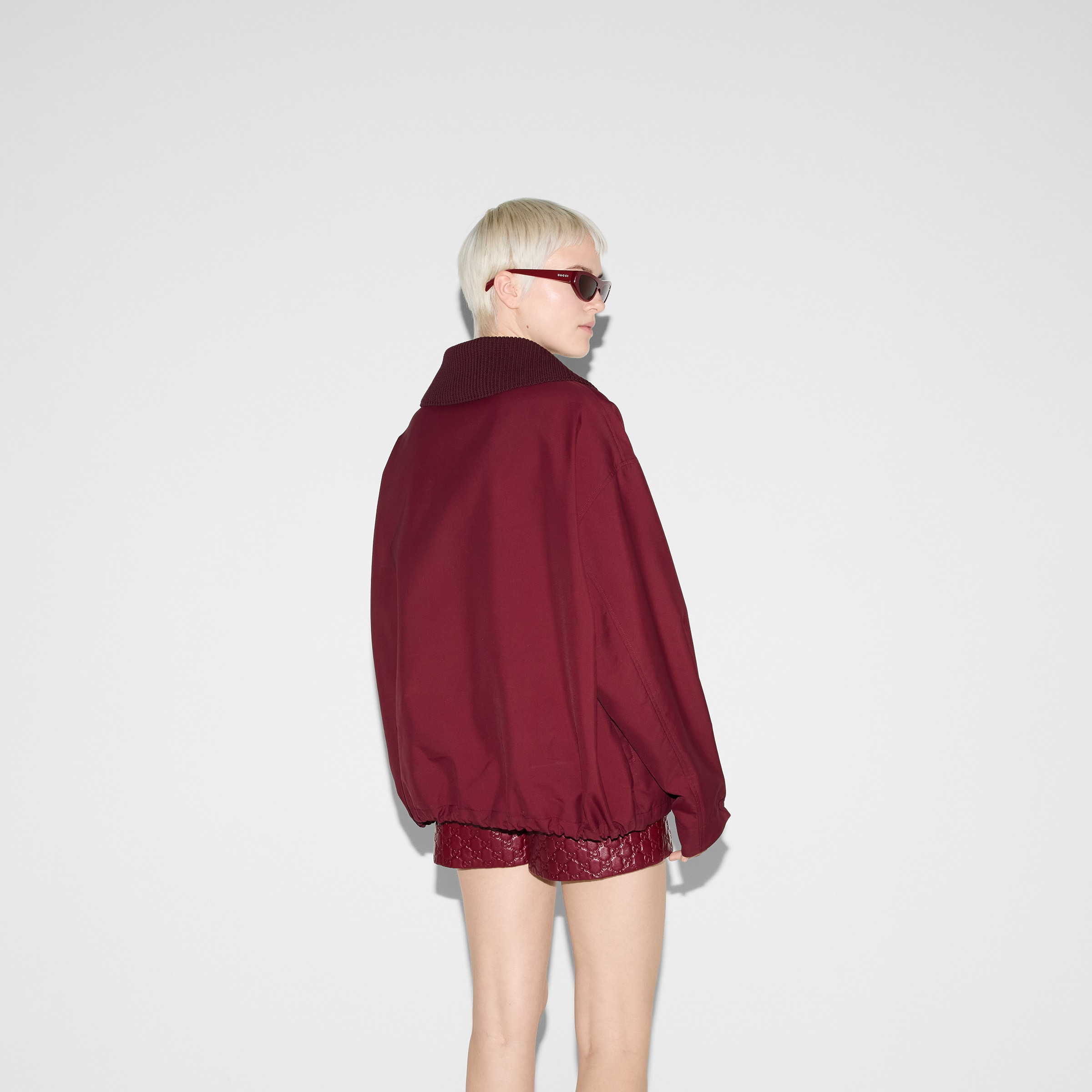 Embossed gabardine bomber jacket - 4
