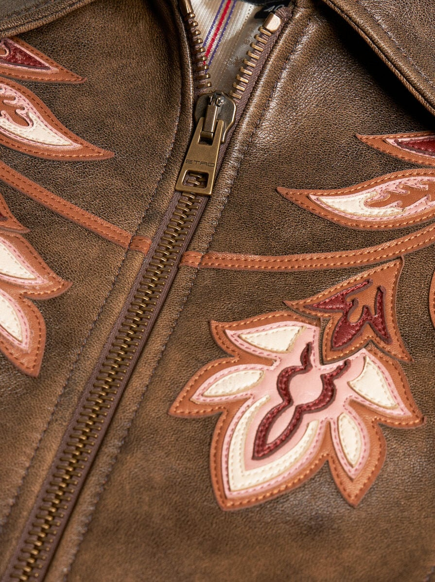 LEATHER COAT WITH INLAYS - 7