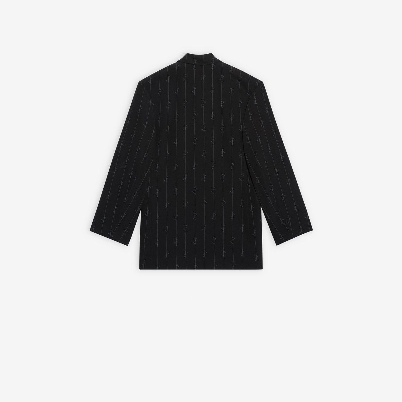 Boxy Single Breasted Jacket in black and grey signature striped fluid twill (100% polyester) - 2