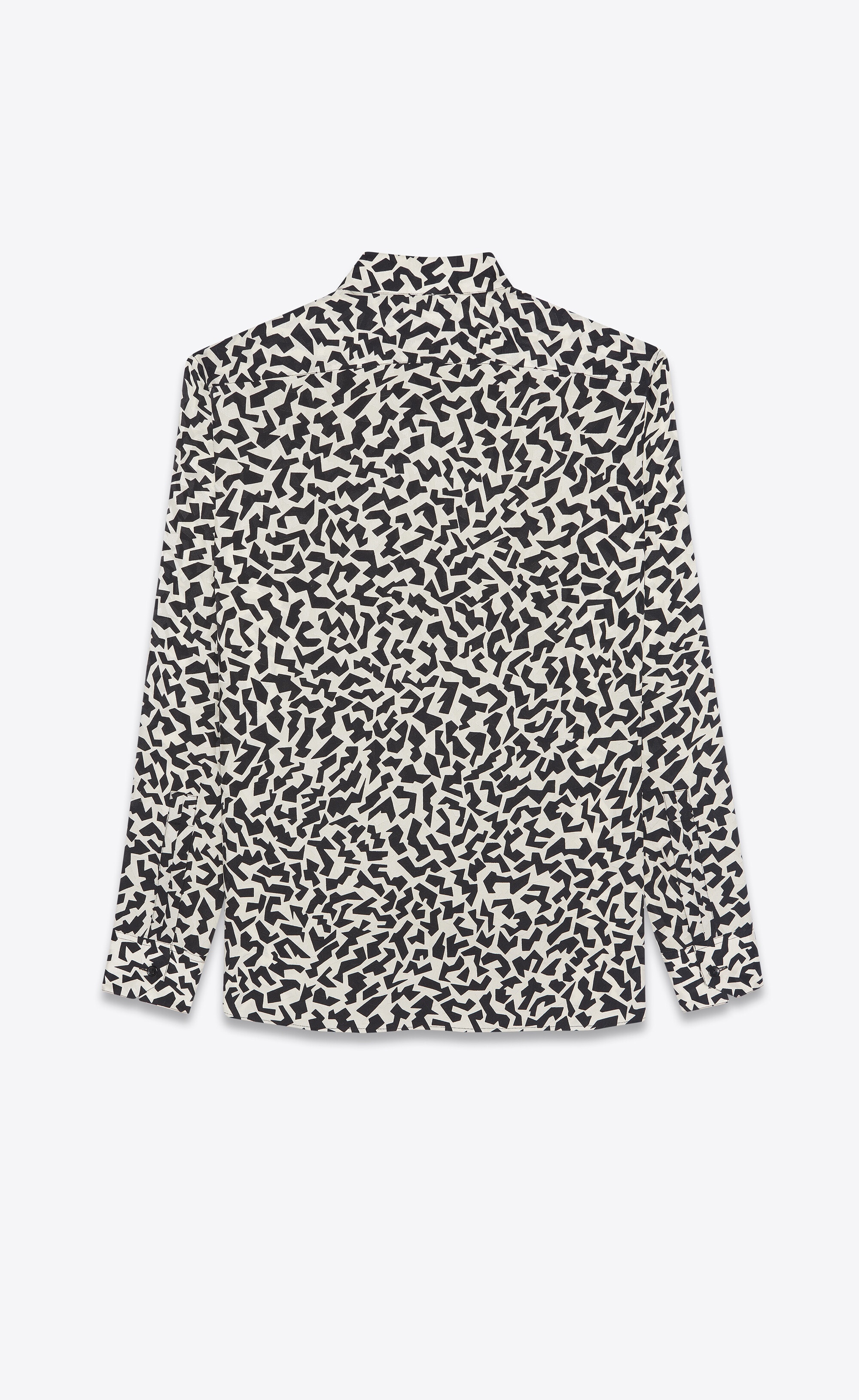 yves collar classic shirt in matte and shiny sparkle-print silk - 2