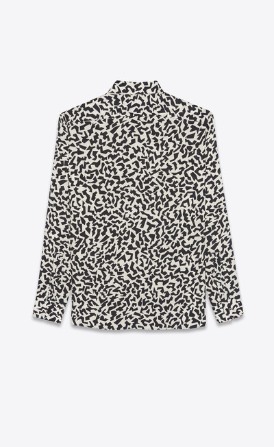 SAINT LAURENT yves collar classic shirt in matte and shiny sparkle-print silk outlook