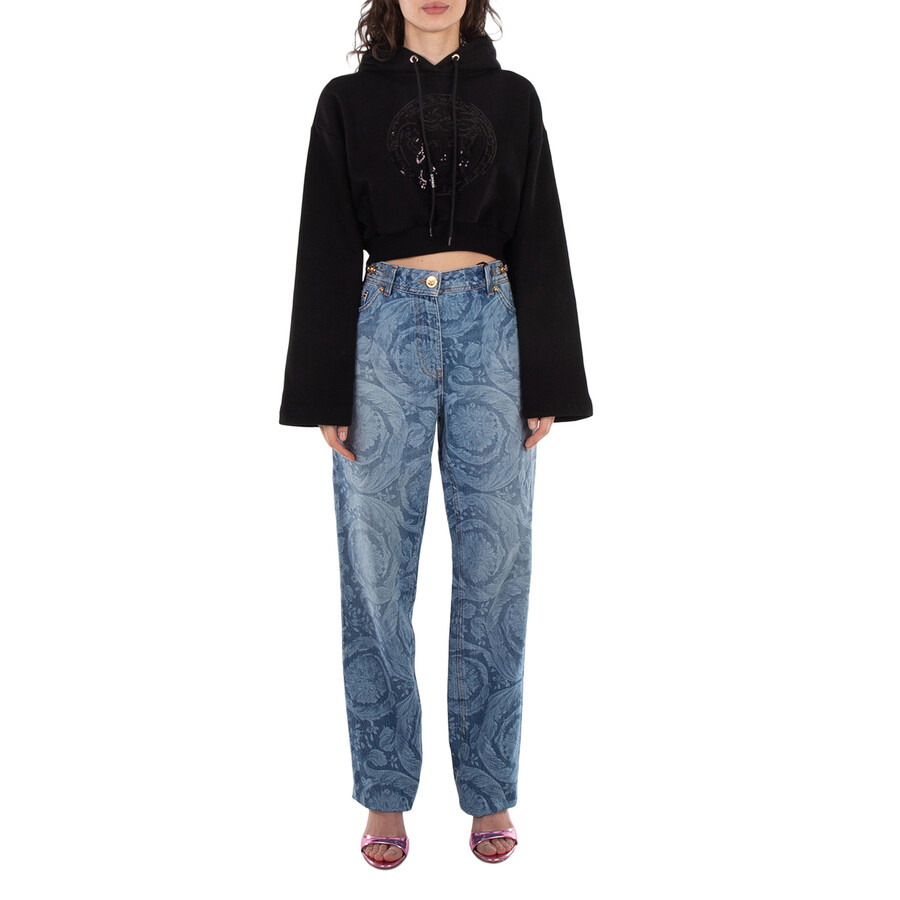 Versace Medusa Head-Embellished Cropped Hoodie - 4