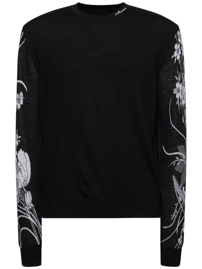 Printed wool crew sweater - 1