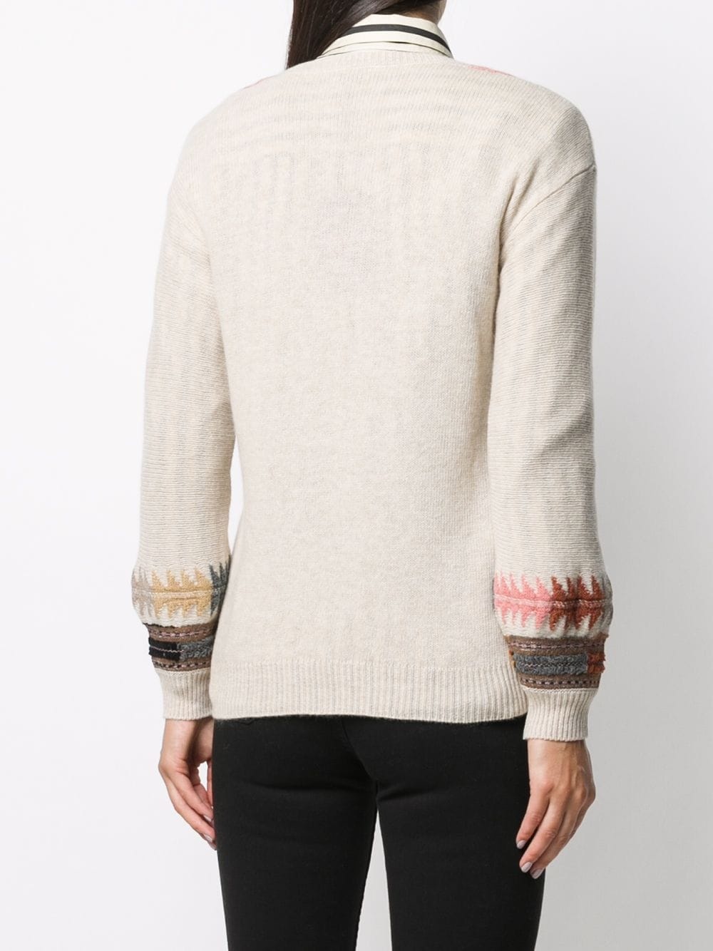 intarsia knit v-neck jumper  - 4