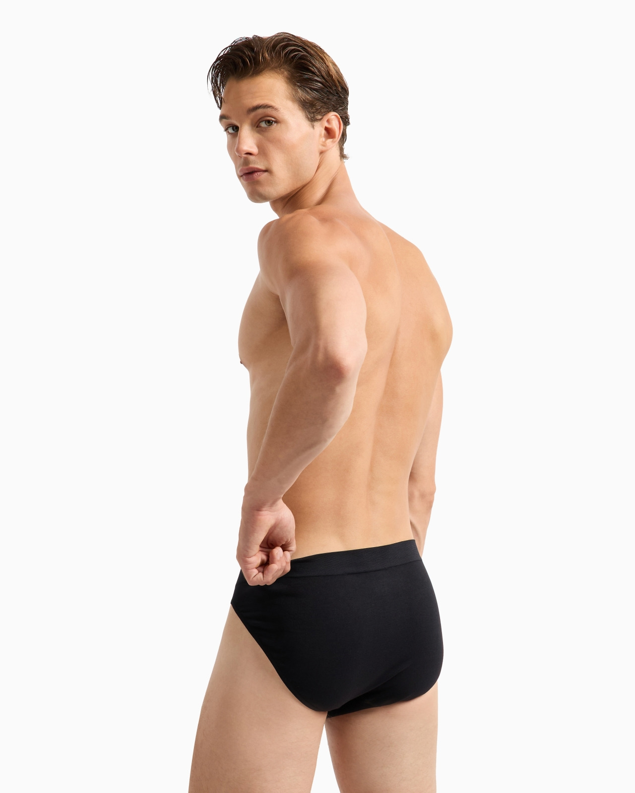 Seamless fabric briefs with logo waistband - 3