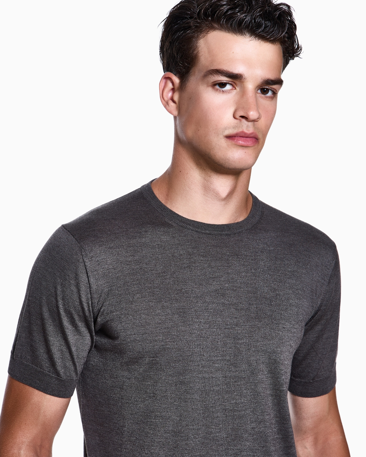 SHORT-SLEEVED, CREW-NECK JUMPER IN SILK AND COTTON - 5