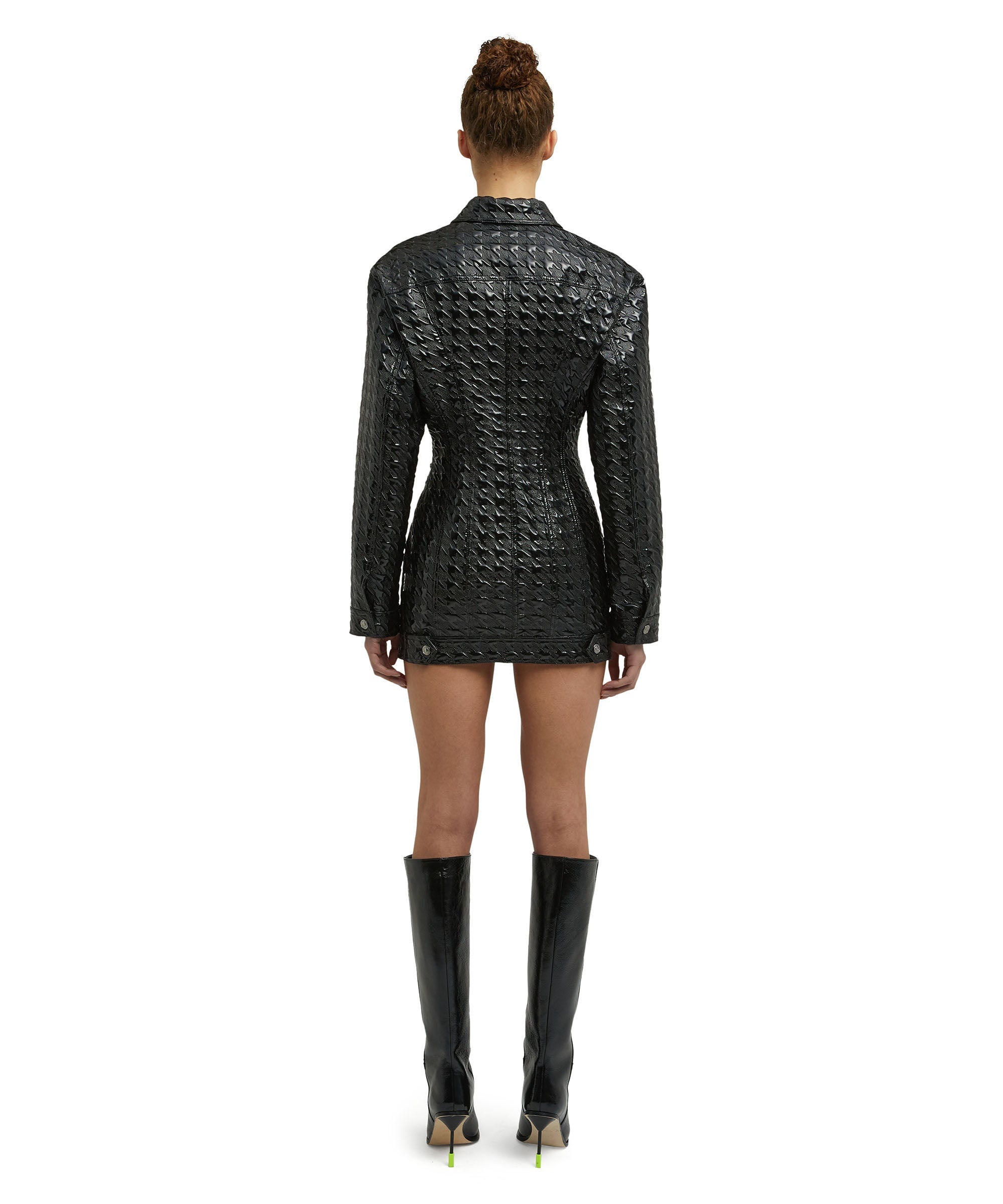 Mini dress with  "Embossed Pied de Poule Vinyl" print - 4