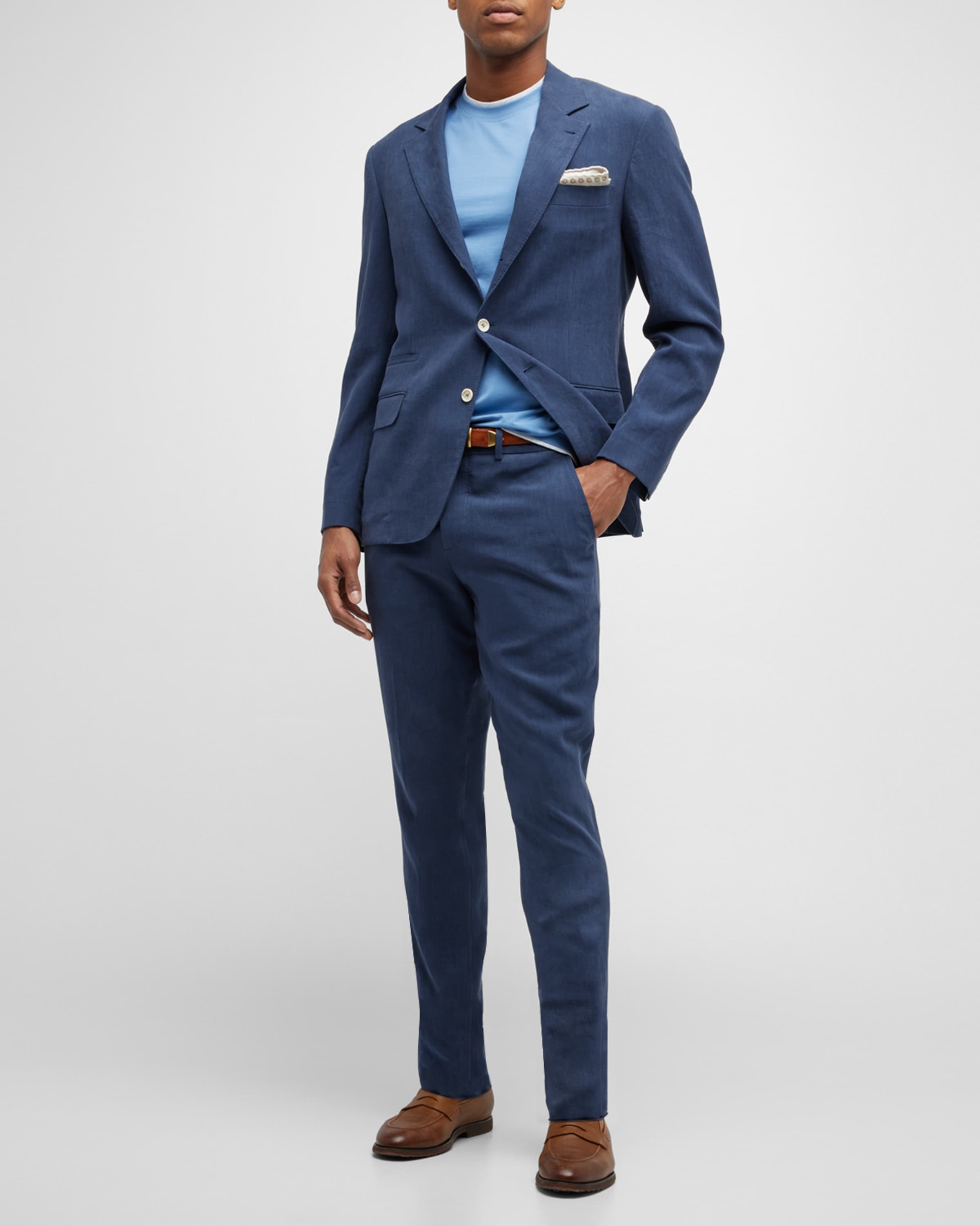 Men's Solid Linen Suit - 2