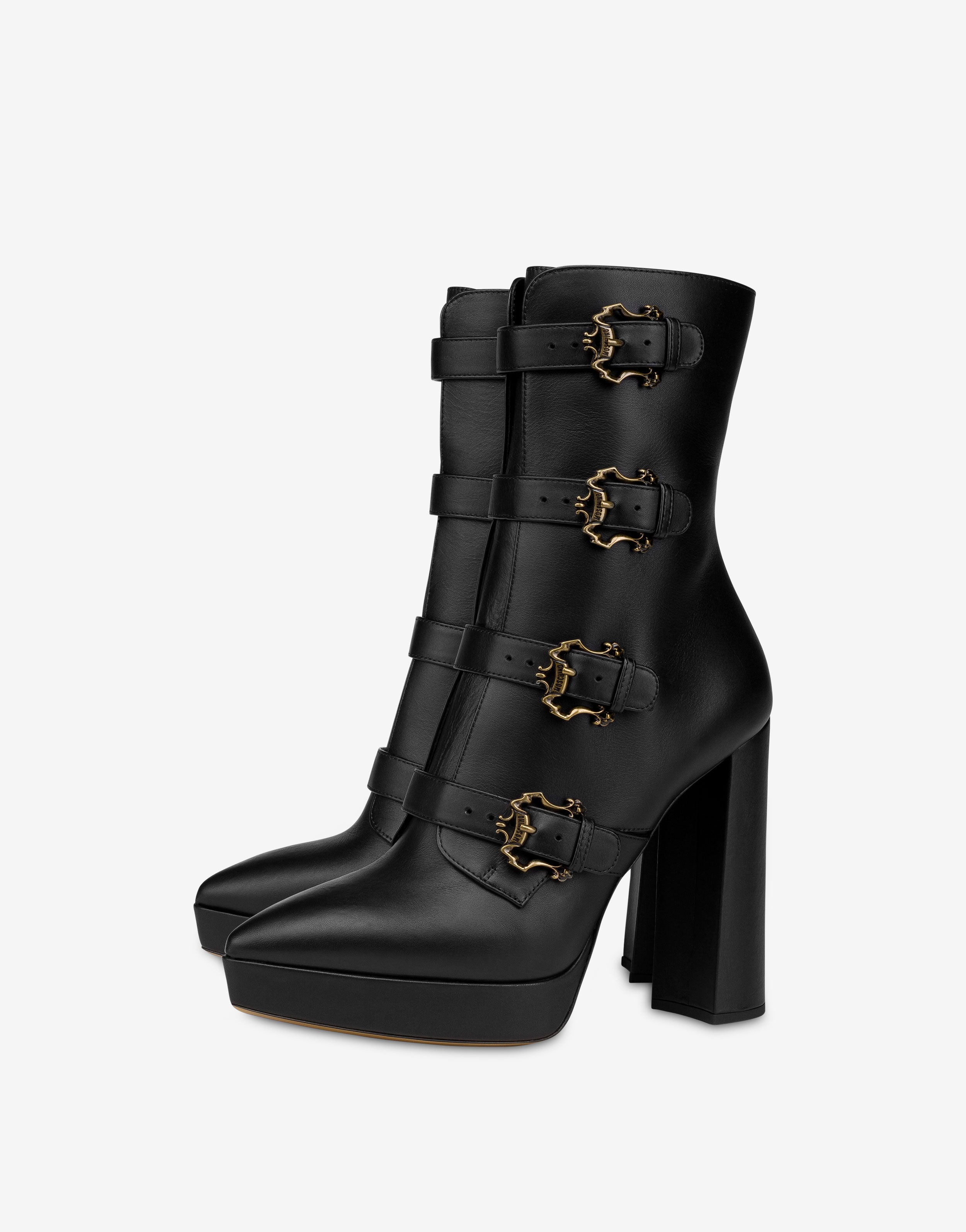 BAROQUE BUCKLES CALFSKIN ANKLE BOOTS - 1