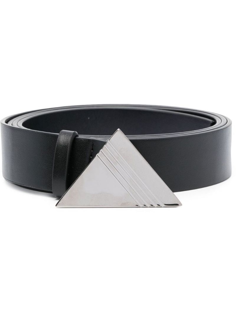 logo-plaque leather belt - 1