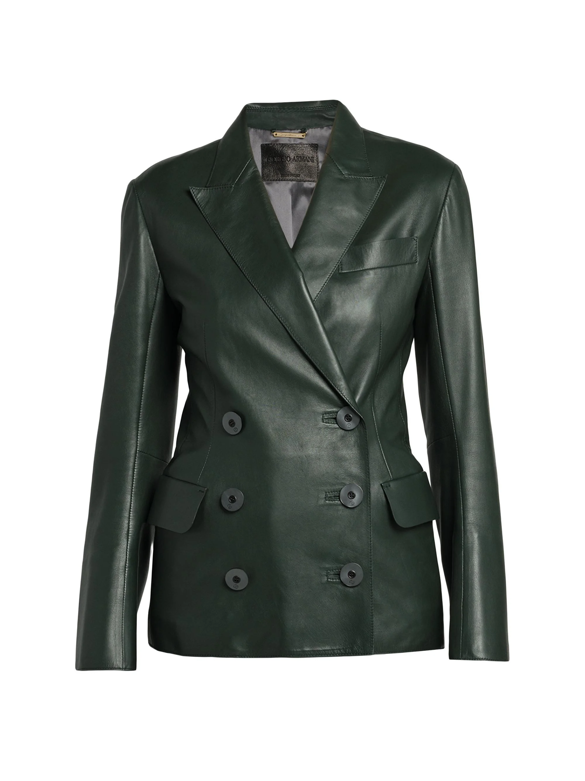 Women's Leather Double-Breasted Blazer - Unexplored - 1