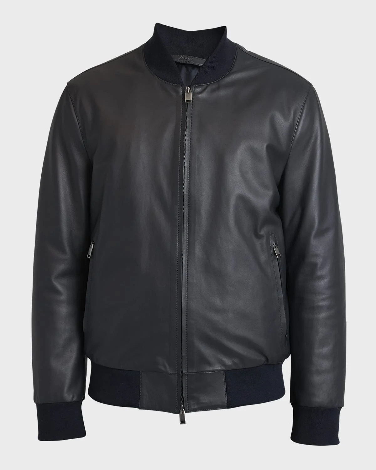 Men's Classic Leather Bomber Jacket - 1