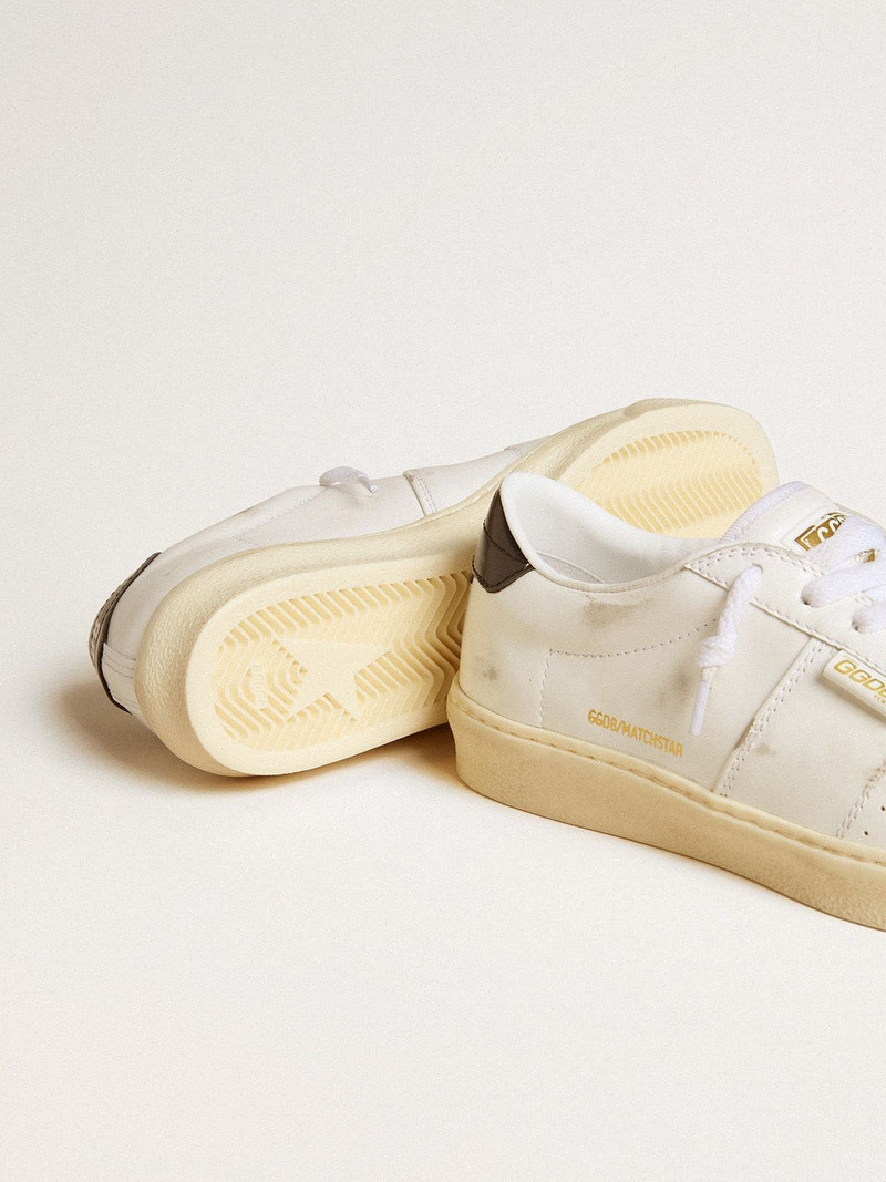 Women's Matchstar in white leather with dark blue leather heel tab 3